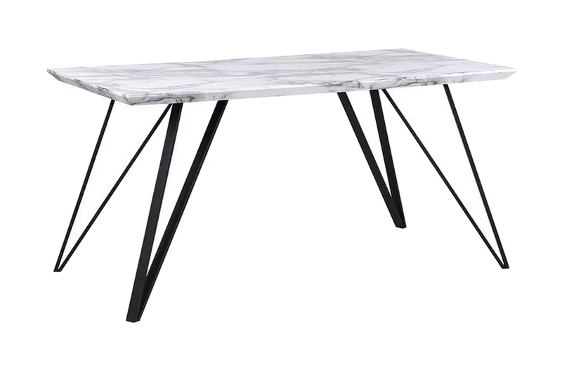 Spisebord 150 x 80 cm marmoreffekt / Sort MOLDEN - Hvid - Møbler - Borde - Spisebord og køkkenbord