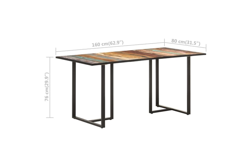 Spisebord 160 cm massivt Genbrugstræ - Brun - Møbler - Borde - Spisebord og køkkenbord