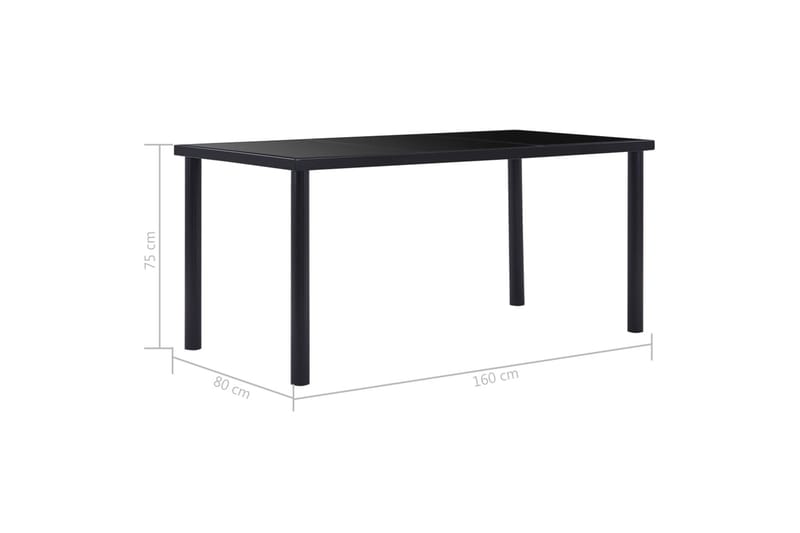 Spisebord 160 x 80 x 75 cm Hærdet Glas Sort - Sort - Spisebord og køkkenbord
