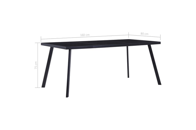 Spisebord 160x80x75 cm Hærdet Glas Sort - Sort - Møbler - Borde - Spisebord og køkkenbord
