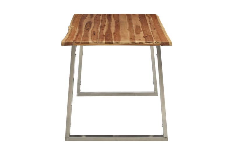 spisebord 160x80x75 cm massivt akacietræ og rustfrit stål - Spisebord og køkkenbord