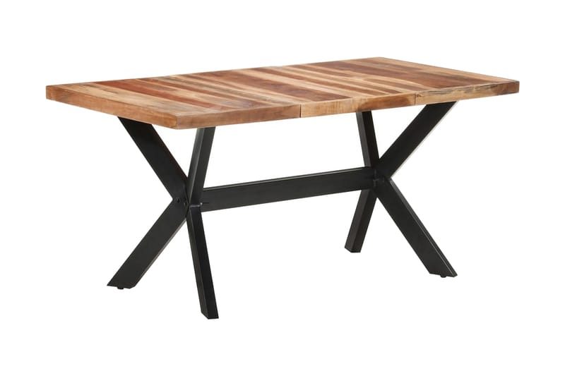 spisebord 160x80x75 cm massivt træ med sheeshamfinish - Brun - Spisebord og køkkenbord