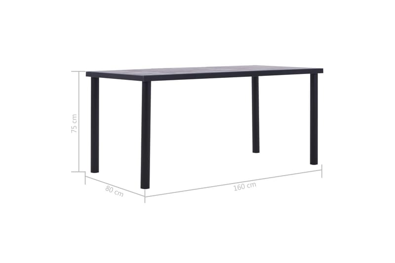 Spisebord 160x80x75 cm Mdf Sort Og Betongrå - Sort - Møbler - Borde - Spisebord og køkkenbord
