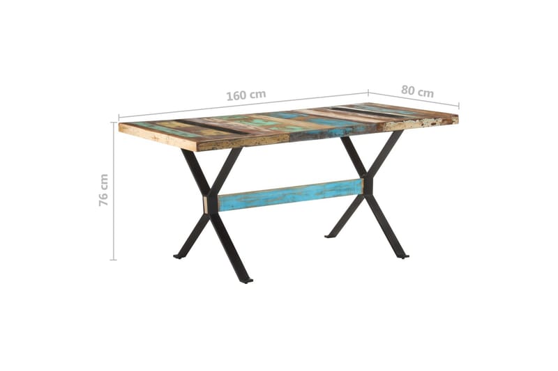 spisebord 160x80x76 cm massivt genbrugstræ - Flerfarvet - Møbler - Borde - Spisebord og køkkenbord