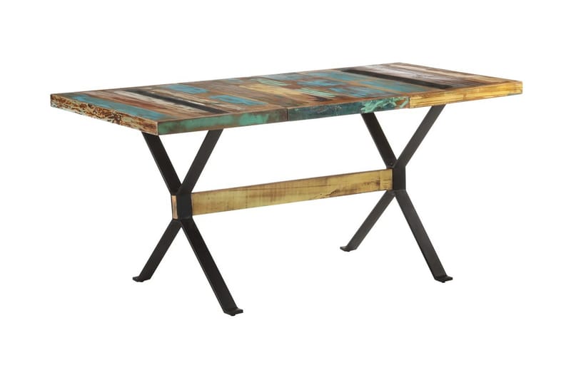 spisebord 160x80x76 cm massivt genbrugstræ - Flerfarvet - M�øbler - Borde - Spisebord og køkkenbord