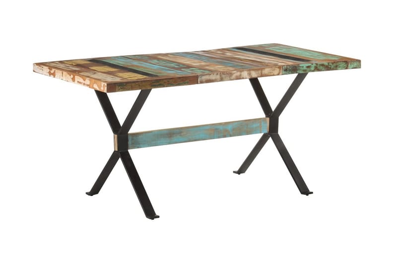spisebord 160x80x76 cm massivt genbrugstræ - Flerfarvet - Møbler - Borde - Spisebord og køkkenbord