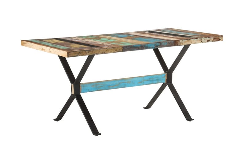 spisebord 160x80x76 cm massivt genbrugstræ - Flerfarvet - Møbler - Borde - Spisebord og køkkenbord