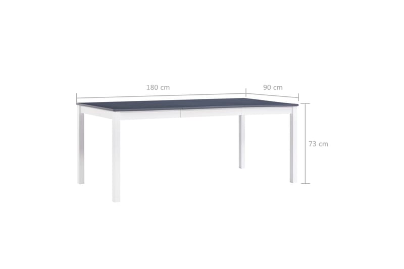 spisebord 180 x 90 x 73 cm fyrretræ hvid og grå - Spisebord og køkkenbord