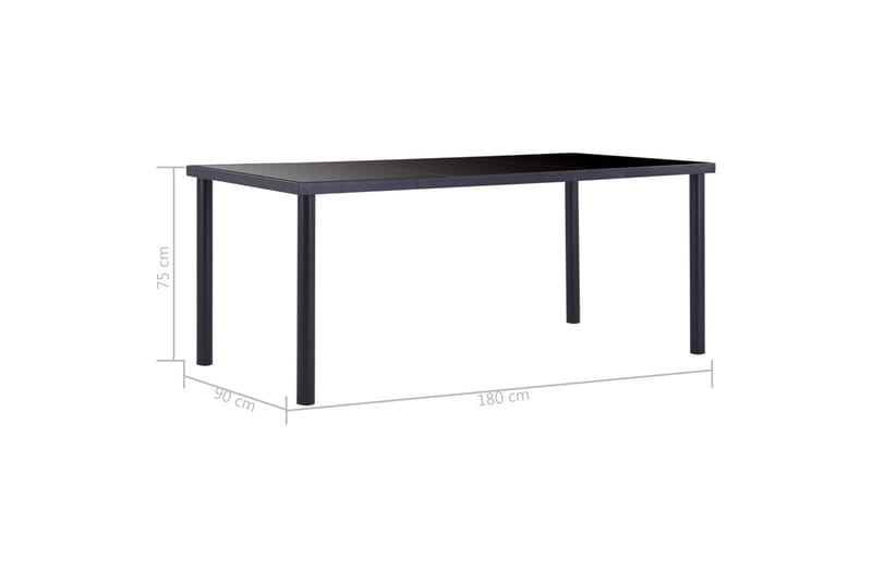 Spisebord 180 x 90 x 75 cm Hærdet Glas Sort - Sort - Møbler - Borde - Spisebord og køkkenbord