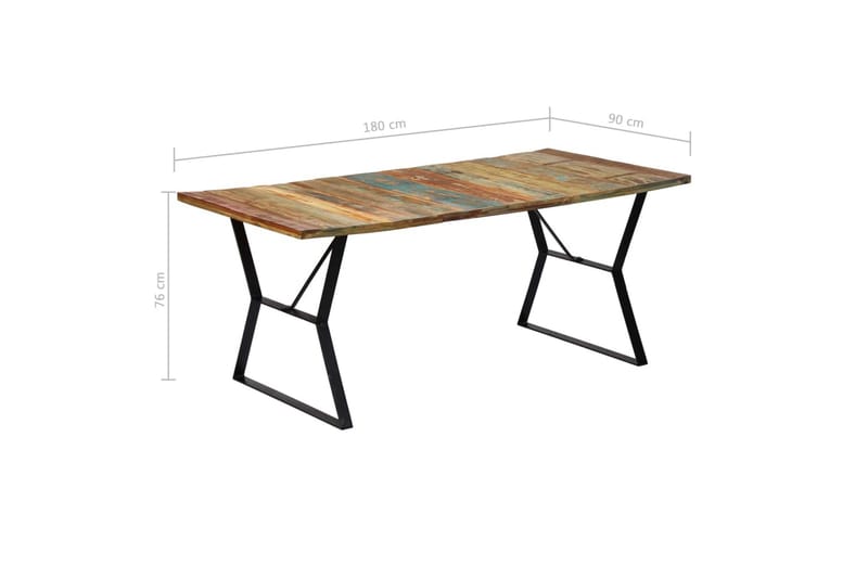 Spisebord 180 X 90 X 76 Cm Massivt Genanvendt Træ - Flerfarvet - Møbler - Borde - Spisebord og køkkenbord