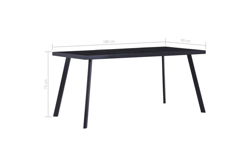 Spisebord 180x90x75 cm Hærdet Glas Sort - Sort - Møbler - Borde - Spisebord og køkkenbord