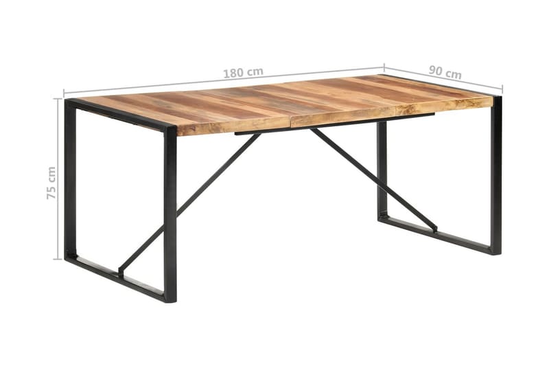 spisebord 180x90x75 cm massivt træ med sheeshamfinish - Brun - Møbler - Borde - Spisebord og køkkenbord