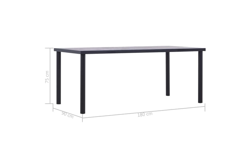 Spisebord 180x90x75 cm Mdf Sort Og Betongrå - Sort - Møbler - Borde - Spisebord og køkkenbord
