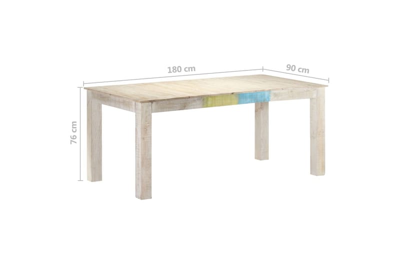 spisebord 180x90x76 cm massivt mangotræ hvid - Hvid - Spisebord og køkkenbord