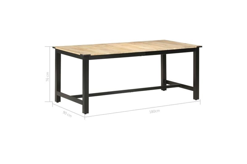 spisebord 180x90x76 cm massivt ru mangotræ - Brun - Møbler - Borde - Spisebord og køkkenbord