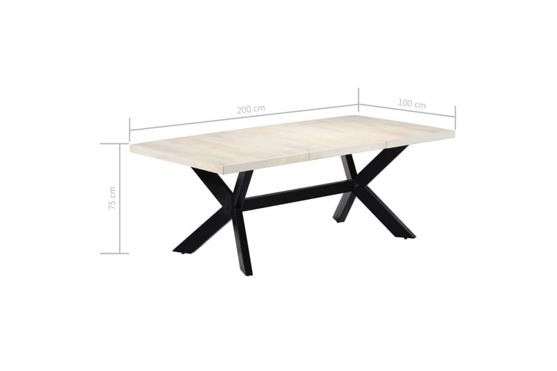 Spisebord 200 X 100 X 75 Cm Massivt Mangotræ Hvid - Hvid - Møbler - Borde - Spisebord og køkkenbord