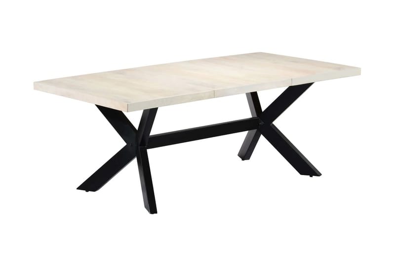 Spisebord 200 X 100 X 75 Cm Massivt Mangotræ Hvid - Hvid - Møbler - Borde - Spisebord og køkkenbord