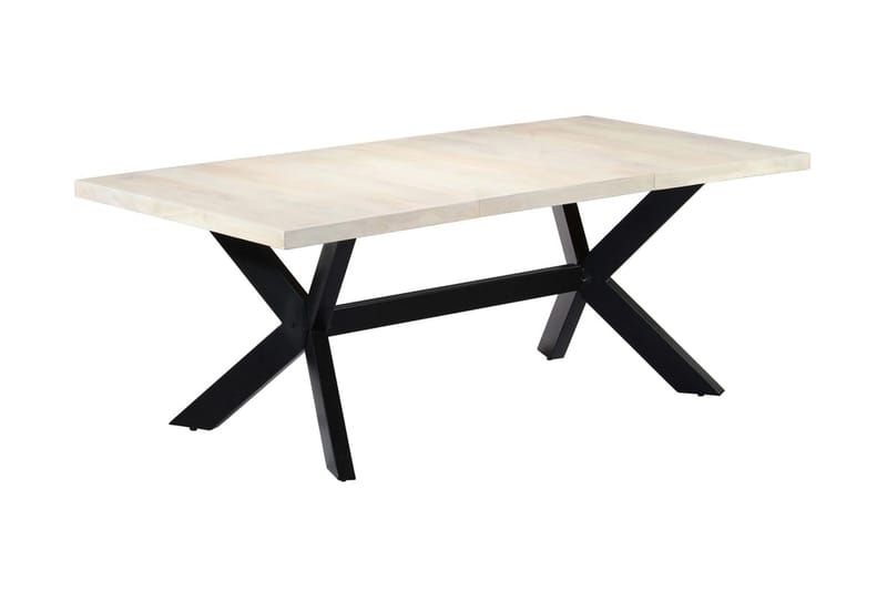 Spisebord 200 X 100 X 75 Cm Massivt Mangotræ Hvid - Hvid - Møbler - Borde - Spisebord og køkkenbord