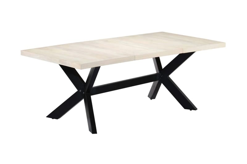 Spisebord 200 X 100 X 75 Cm Massivt Mangotræ Hvid - Hvid - Møbler - Borde - Spisebord og køkkenbord