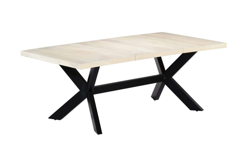 Spisebord 200 X 100 X 75 Cm Massivt Mangotræ Hvid - Hvid - Spisebord og køkkenbord