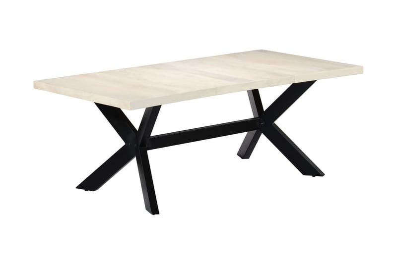 Spisebord 200 X 100 X 75 Cm Massivt Mangotræ Hvid - Hvid - Spisebord og køkkenbord