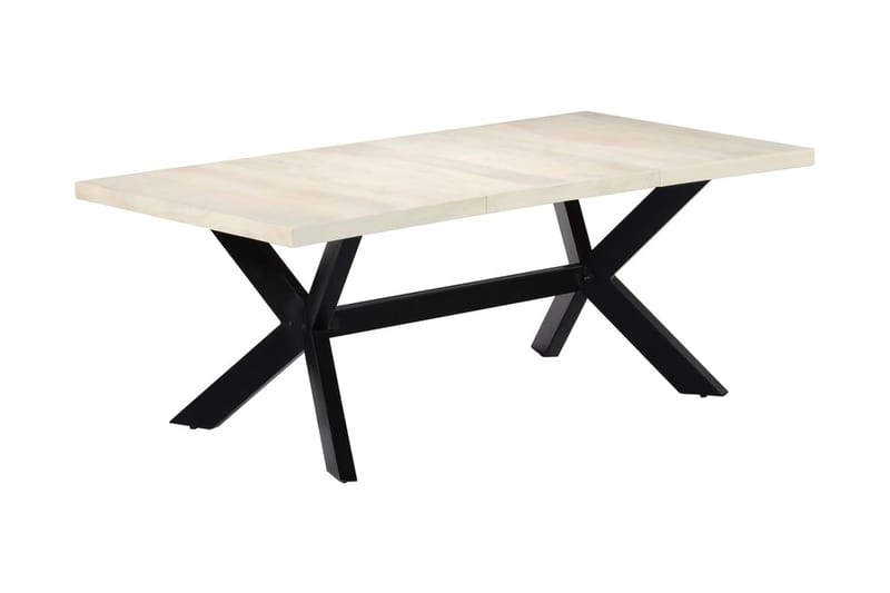 Spisebord 200 X 100 X 75 Cm Massivt Mangotræ Hvid - Hvid - Møbler - Borde - Spisebord og køkkenbord