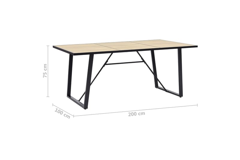 Spisebord 200 X 100 X 75 Cm Mdf Egetræsfarve - Brun - Møbler - Borde - Spisebord og køkkenbord