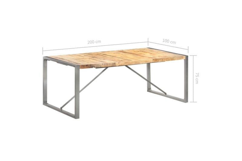 Spisebord 200X100X75 cm Massivt Ru Mangotræ - Brun - Møbler - Borde - Spisebord og køkkenbord