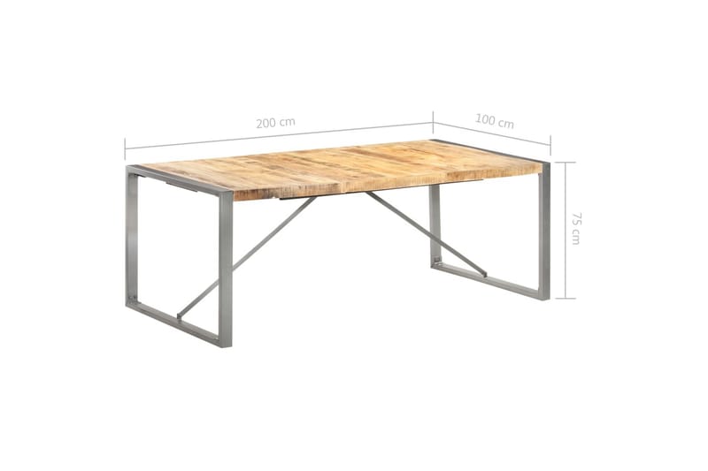 Spisebord 200X100X75 cm Massivt Ru Mangotræ - Brun - Spisebord og køkkenbord