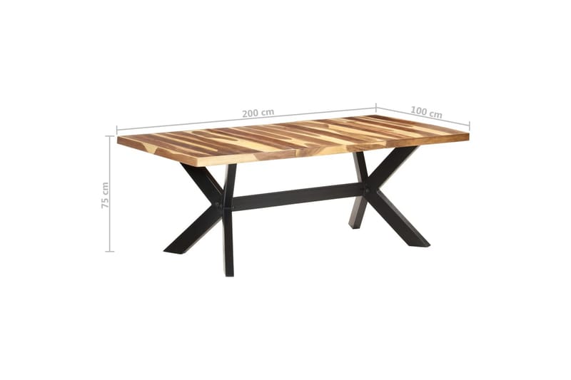spisebord 200x100x75 cm massivt træ med sheeshamfinish - Brun - Møbler - Borde - Spisebord og køkkenbord