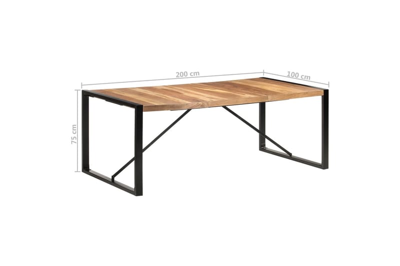 spisebord 200x100x75 cm massivt træ med sheeshamfinish - Brun - Møbler - Borde - Spisebord og køkkenbord