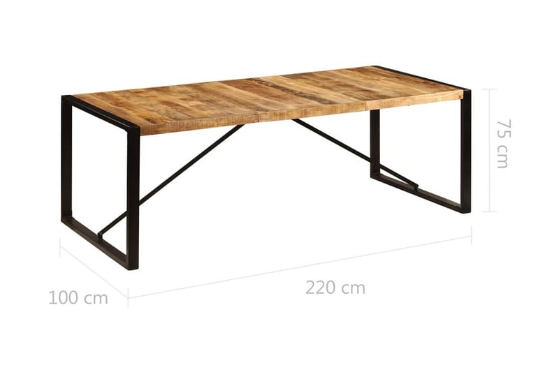 Spisebord 220 X 100 X 75 Cm Massivt Mangotræ - Brun - Møbler - Borde - Spisebord og køkkenbord