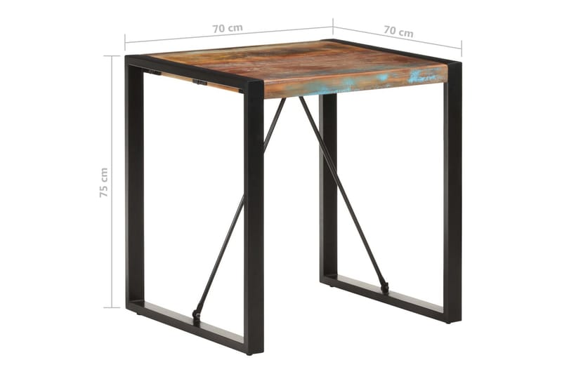 Spisebord 70x70x75 cm massivt genanvendt træ - Sort - Spisebord og køkkenbord