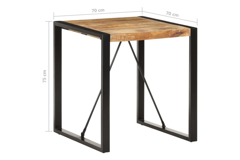 Spisebord 70x70x75 cm massivt ru mangotræ - Sort - Møbler - Borde - Spisebord og køkkenbord
