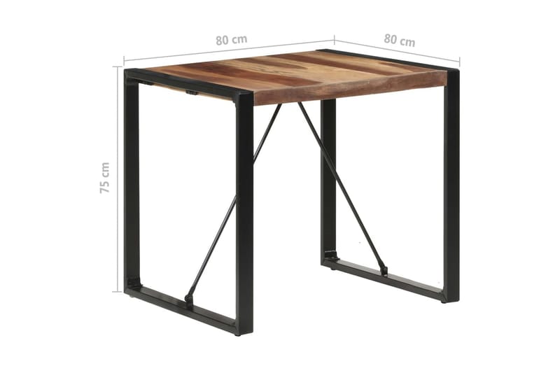 Spisebord 80x80x75 cm massivt træ med sheeshamfinish - Brun - Spisebord og køkkenbord