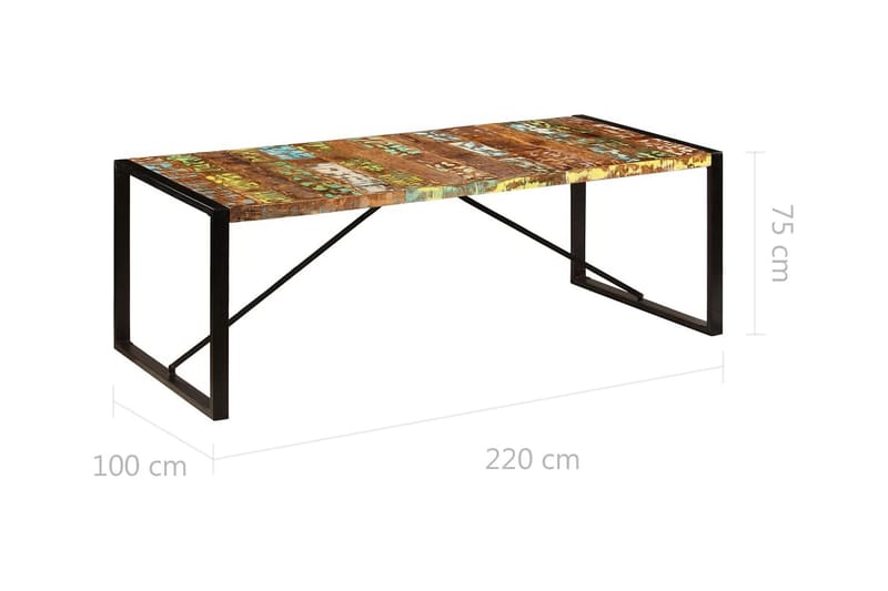 Spisebord I Massivt Genanvendt Træ 220 X 100 X 75 Cm - Flerfarvet - Spisebord og køkkenbord