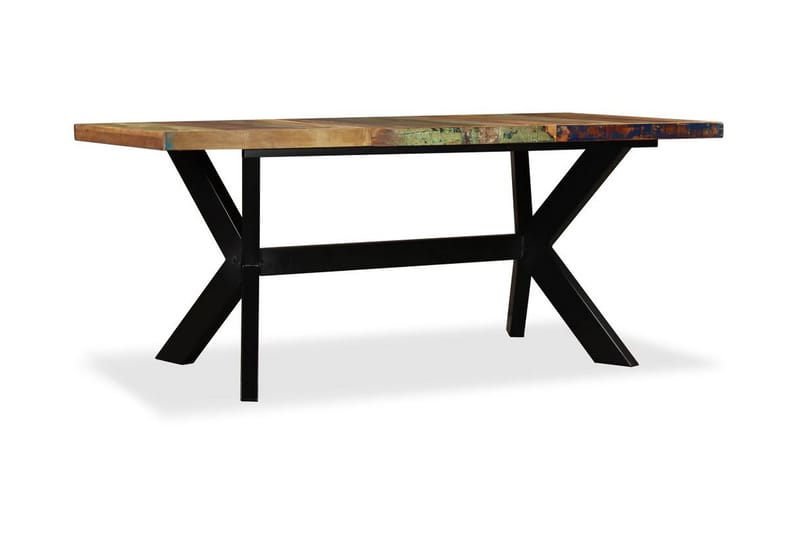 Spisebord I Massivt Genbrugstræ Og Stål Krydsstel 180 Cm - Brun - Spisebord og køkkenbord