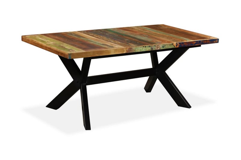 Spisebord I Massivt Genbrugstræ Og Stål Krydsstel 180 Cm - Brun - Spisebord og køkkenbord