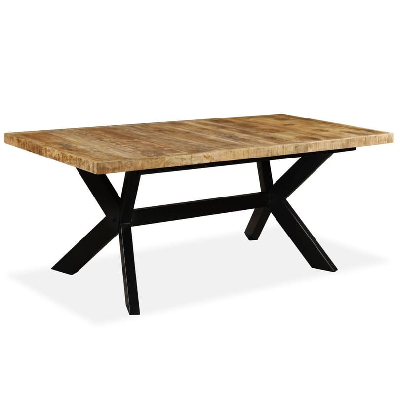 Spisebord I Massivt Mangotræ Og Stål Krydsstel 180 Cm - Brun - Spisebord og køkkenbord