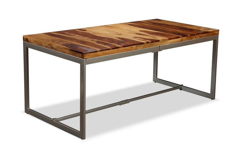 Spisebord I Massivt Sheeshamtræ Og Stål 180 Cm - Brun - Spisebord og køkkenbord