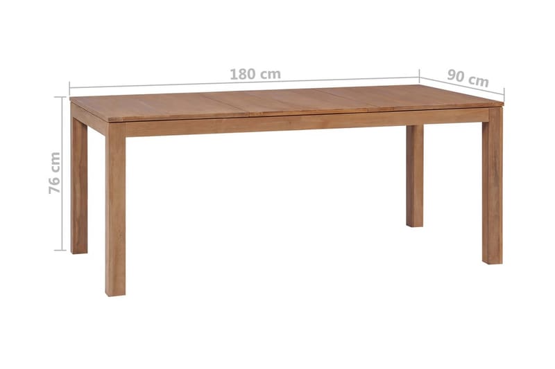 Spisebord I Teak m Naturlig Finish 180 X 90 X 76 Cm - Brun - Spisebord og køkkenbord