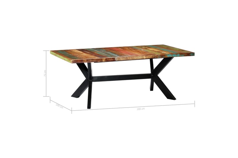 Spisebord Massivt Genanvendt Træ 200 X 100 X 75 Cm - Flerfarvet - Møbler - Borde - Spisebord og køkkenbord