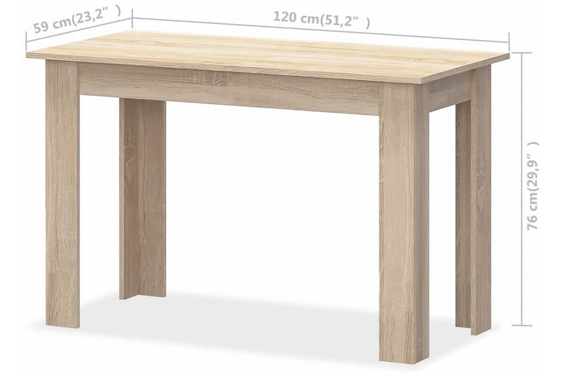 Spisebord Og Bænke 3 Dele Spånplade Egetræ - Brun - Spisebord og køkkenbord