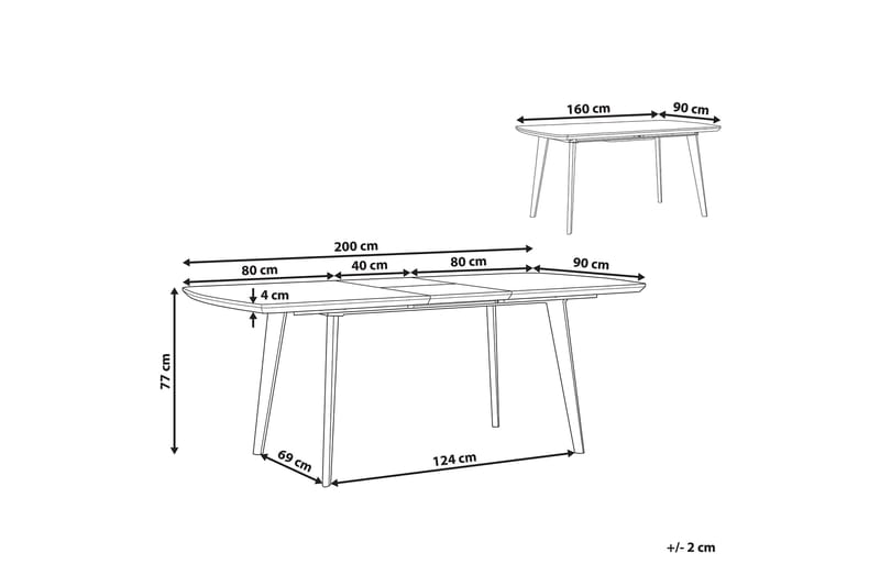 Spisebord sammenklappeligt 160/200 x 90 cm MOSBY - Hvid - Møbler - Borde - Spisebord og køkkenbord