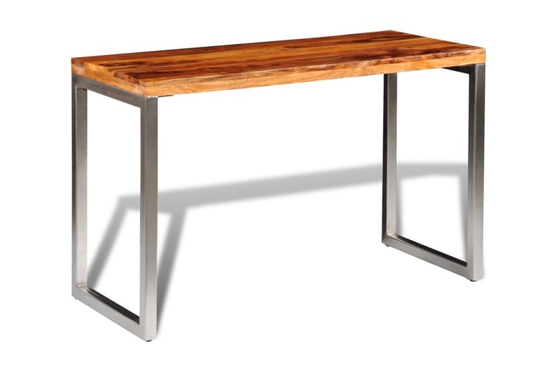 Spisebord/Skrivebord Massivt Sheeshamtræ Stålben - Brun - Spisebord og køkkenbord
