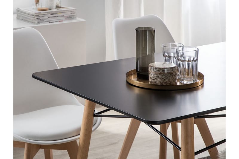 Stribet spisebord 140x80 cm - Sort - Møbler - Borde - Spisebord og køkkenbord