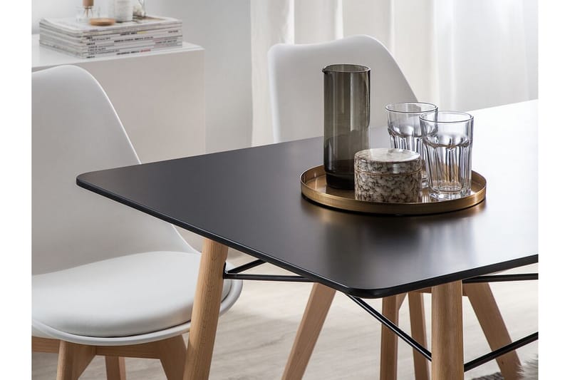 Stribet spisebord 140x80 cm - Sort - Spisebord og køkkenbord