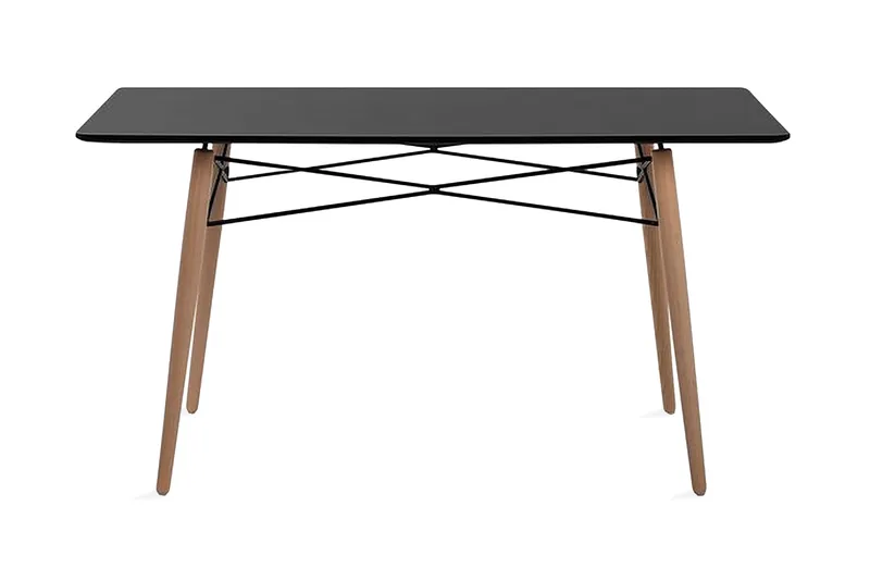 Stribet spisebord 140x80 cm, Sort