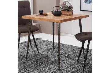Synia Lille Kvadratisk Spisebord 80 cm i Massivt Træ med Eg- og Metaludseende - Beige - Møbler - Borde - Spisebord og køkkenbord