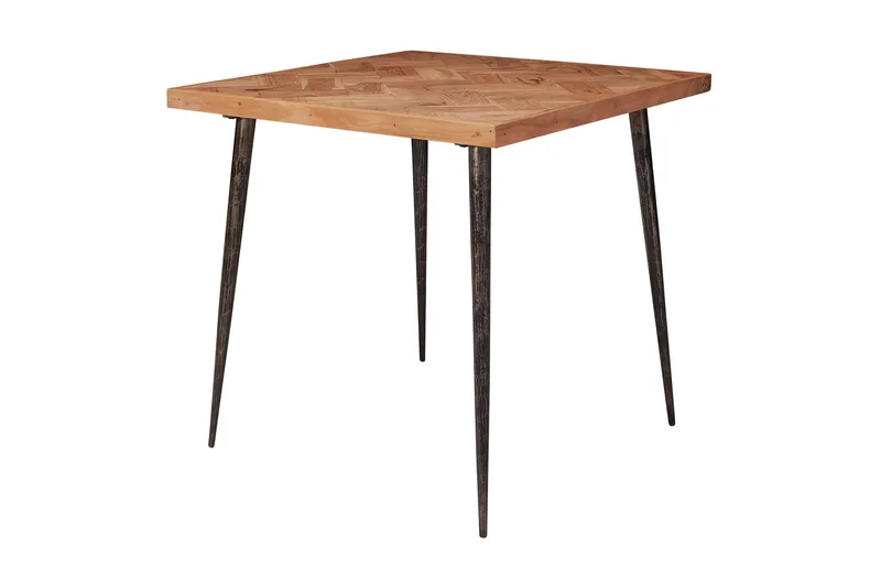 Synia Lille Kvadratisk Spisebord 80 cm i Massivt Træ med Eg- og Metaludseende, Beige